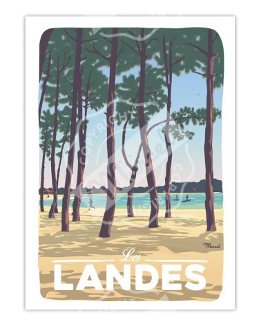 Affiche Marcel 30 x 40 cm - Landes au bord du lac